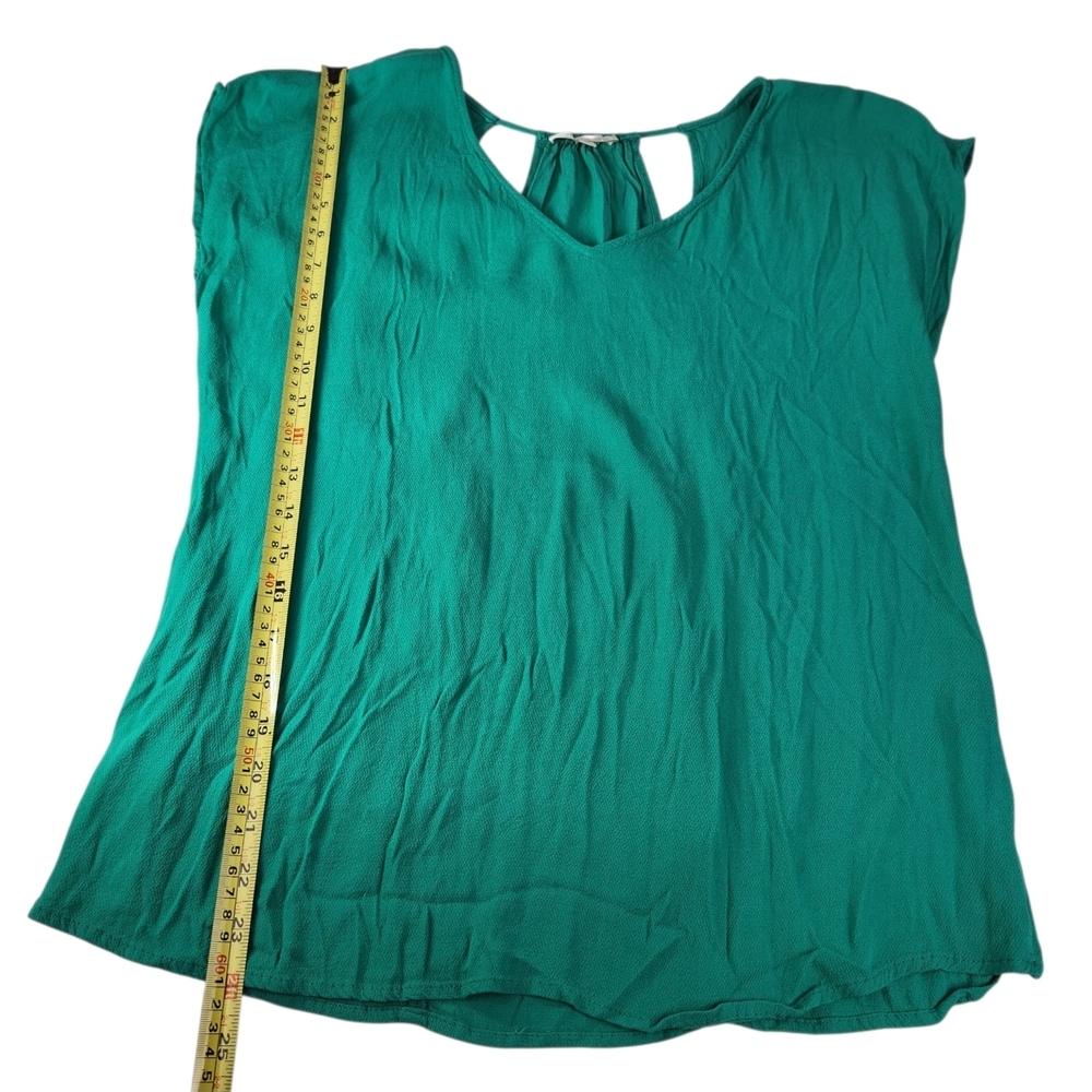 Skies Are Blue Gena Cut Out Detail Top Teal Green Blouse XL V-Neck Cap Sleeve - Picture 11 of 11